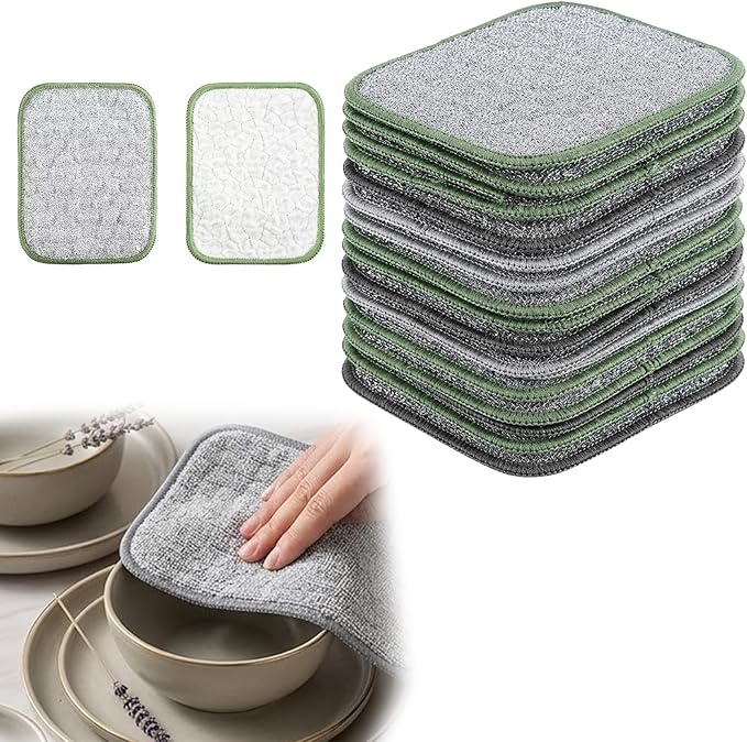 30PCS Double Side Non Scratch Wire Dishcloths,Reusable Multipurpose Wire Dishwashing Rags for Wet and Dry,Reusable Metal Scrubbing Pads Sponge Cloths for Kitchen, Sinks, Pots, Pans (Style A,20pcs)