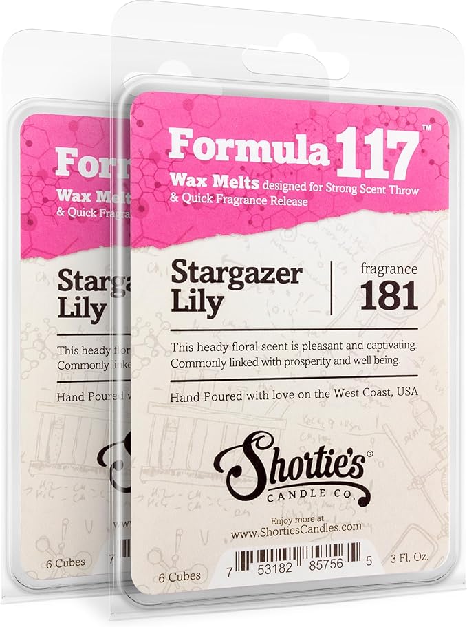 Shortie's Candle Company Stargazer Lily Wax Melts Multi Pack - 2 Highly Scented 3 Oz. Bars (6 Oz. Total) - Made with Natural Oils - Flower & Floral Air Freshener Cubes Collection