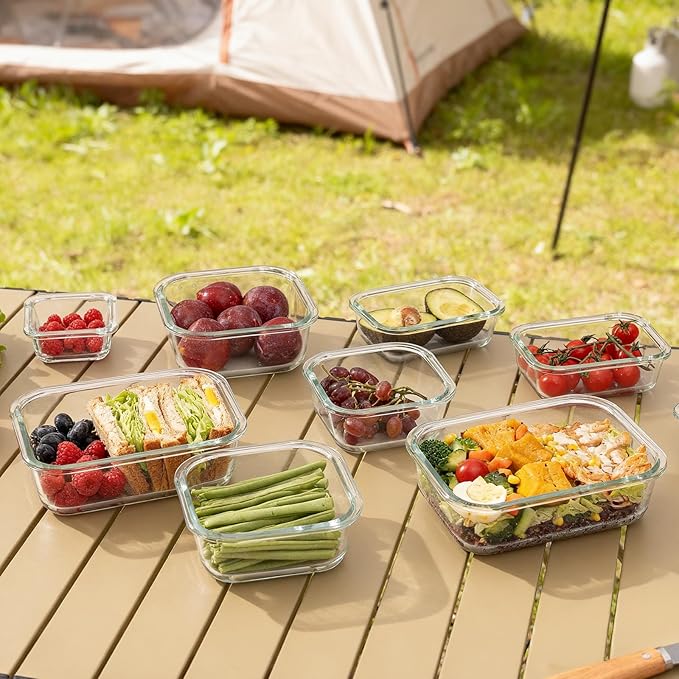 GENICOOK Airtight Glass Meal Prep Containers 15-Pack with Locking Lids – Leak-Proof Food Storage Containers Set, BPA-Free Borosilicate Glass, Microwave, Oven, Freezer & Dishwasher Safe