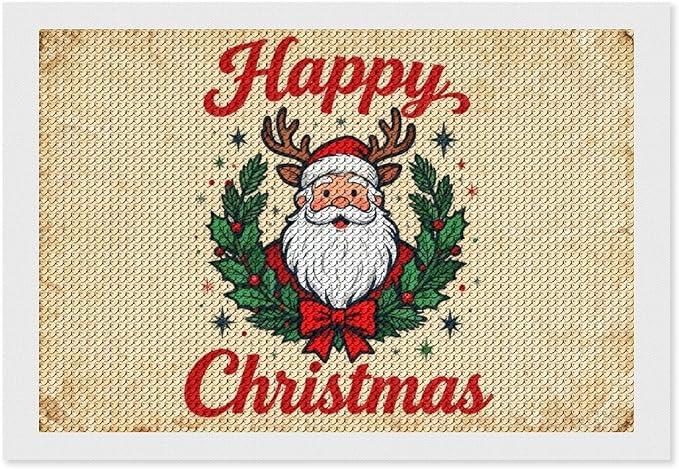 AIVKIEJK Diamond Painting Kits for Adults - Christmas Santa Claus Holly Berries & Snowflakes Painting DIY 5D Full Drill Diamond Dots Paintings with Diamonds Gem Art and Crafts Home Decor 8"x12"