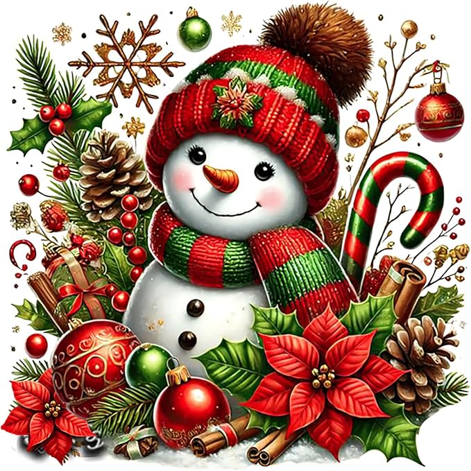 cviokrdu Christmas Diamond Art Kits for Adults, Snowman Diamond Painting Kits for Adults, Christmas Round 5D Gem Painting Kit Arts for DIY Crafts Gift Home Wall Decor 14x14inch