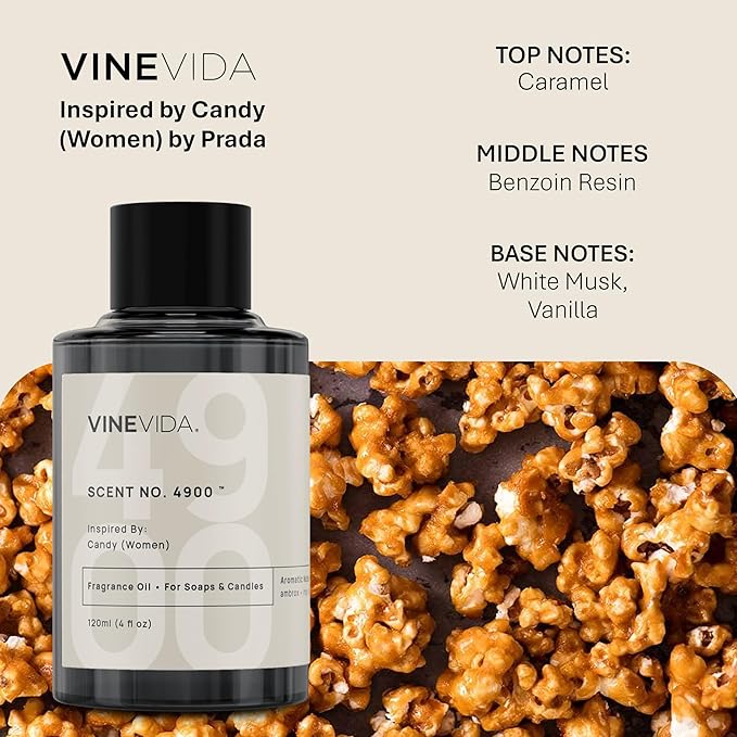 VINEVIDA [120mL] Candy (Women) Fragrance Oil for Candle Making - Natural Candle Oil Scents - Soap Making Essential Oil - Made in USA