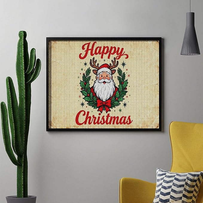 AIVKIEJK Diamond Painting Kits for Adults - Christmas Santa Claus Holly Berries & Snowflakes Painting DIY 5D Full Drill Diamond Dots Paintings with Diamonds Gem Art and Crafts Home Decor 16"x20"