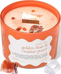Orange Crystal Candle for Women – 12oz Large Luxury Soy Wax with Crackling Wood Wick, Slow Burn Meditation with Healing Crystals, Birthday or Mother’s Day Gift