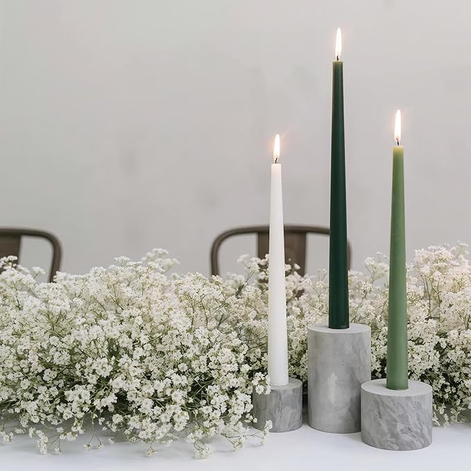 Tapered Dinner Candles - Soy & Paraffin Blend, Dinner Candles with Long-Lasting 7-Hour Burn for Stylish Homes - Candle in Curated Colors Ideal Gift for Hosts, Brides & Event Planners-Sage