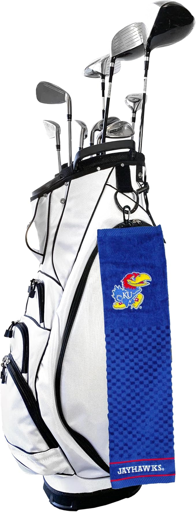 Team Golf NCAA Kansas Jayhawks Embroidered Golf Towel Embroidered Golf Towel, Checkered Scrubber Design, Embroidered Logo