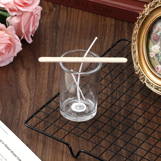 8 Inch Candle Wicks, Cotton Wicks Coated with Paraffin Wax, Short Candle Making Wick for Candles Making, 100 PCS Candles Wick Stickers