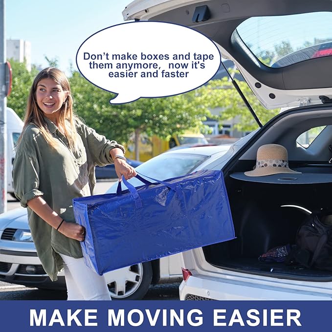 Mixweer 16 Packs Oversized Storage Bag Extra Large Heavy Duty Moving Bags with Reinforced Handles 29 x 14 x 13 Inch Tote Bags Bulk for Moving Boxes Clothes Travel Attics Supplies (Dark Blue)