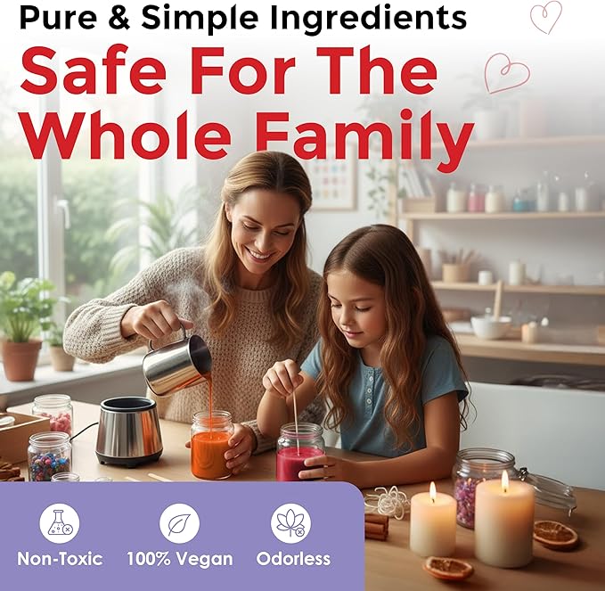 Candle Dye - Made in The USA - 5 Valentine Colors (Red, Pale Pink, White, Lavender, Fuchsia) for Paraffin or Soy Wax - Highly Concentrated - Great for Professionals or Hobbyist - 50 Dye Chips