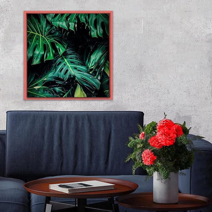 Pixy Canvas Floater Frame 40x40 for 1-1/2 (1.5) inch Deep Canvas Paintings/Canvas Prints/Wood Canvas Panels/Wall Art/Wall Decor/Home Decor/Artwork (Pastel Red/Pink, 40 x 40 inch, Square)