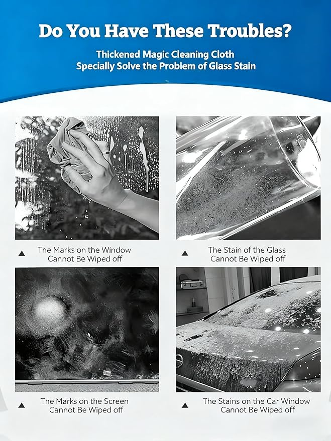 Thickened Magic Cleaning Cloths - 5 Pack Premium, Streak/Lint/Scratch-Free for Cars, Ultra-Absorbent Reusable Rags for Screens, Glass, Windows, Kitchen & Mirror, Durable, Gray (11.8''x11.8'')