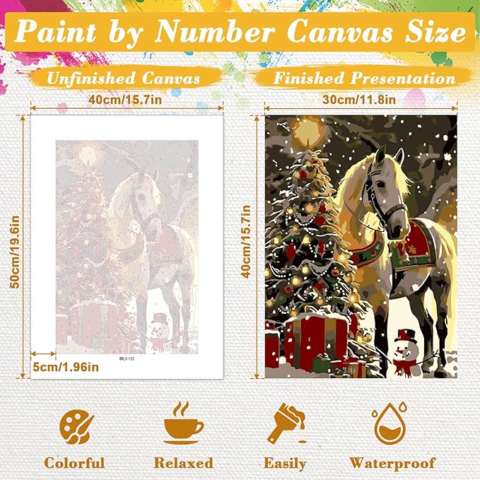 Skyboda Horse Paint by Numbers Kit for Adults Beginners with Frame, Christmas Adult Paint by Number Kits on Canvas, Easy DIY Oil Painting Kits for Home Decor, 8x12in