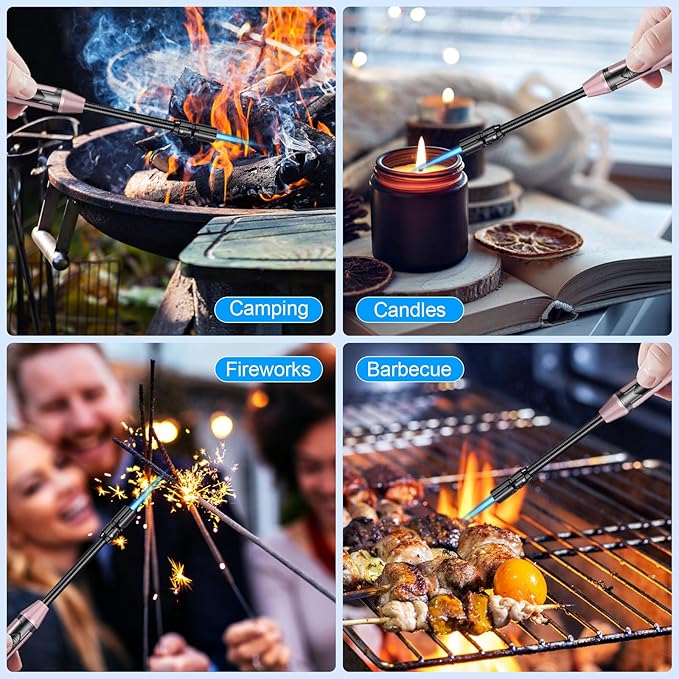 TOPKAY Torch Lighter Refillable Butane Lighter Long Flexible Neck Multipurpose Lighter for Candles Grill BBQ Fireplaces Kitchen Camping (No Prefilled)