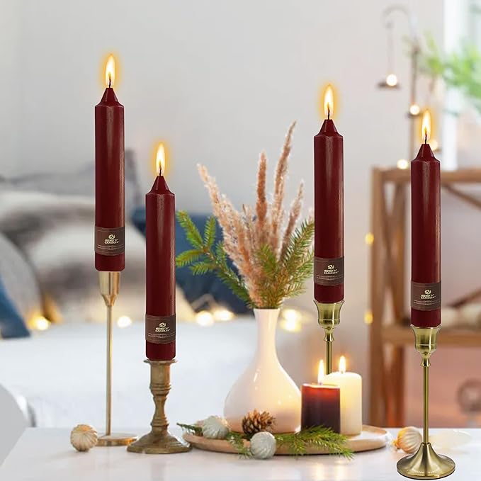Red Taper Candles Sticks Unscented 9 inch Tapered Candle Ideal as Dinner Smokeless Long Burning Candlesticks for Weddings Dinner Party Home Decor