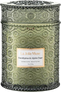 LA JOLIE MUSE Eucalyptus & Alpine Sage | Eucalyptus, Lavender & Sage Candle for Home Cleansing | 19 oz Wooden Wick | Natural Soy Wax | 90 Hours Burn | Candle for Relaxation