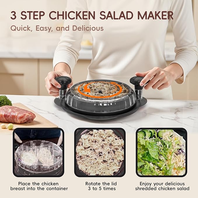 XL11.5” Chicken Shredder, Large Pro Meat Shredder Tool Twist with Ergonomic Handle, Strong Non-Slip Base, Dishwasher Safe, Kitchen Chicken Grinder for Ground Food, Vegetables, Black