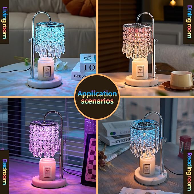 Candle Warmer Lamp with Timer Dimmer and 3 Bulbs, Lamp Candle Warmer with Marble Base,Wax Melt Warmer for Jar Candles, Birthday Gifts for Women Mom, House Warming Gifts New Home Decor