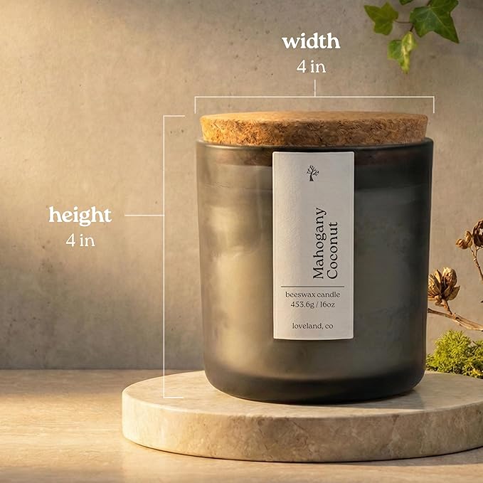 Aspen & Oak Luxury Beeswax Candle, 16oz | Long Burning Pure Beeswax Candles, Non Toxic, Natural, Clean, Essential Oil Scented Organic Candles, Home Decor & Gifts (Mahogany Coconut)