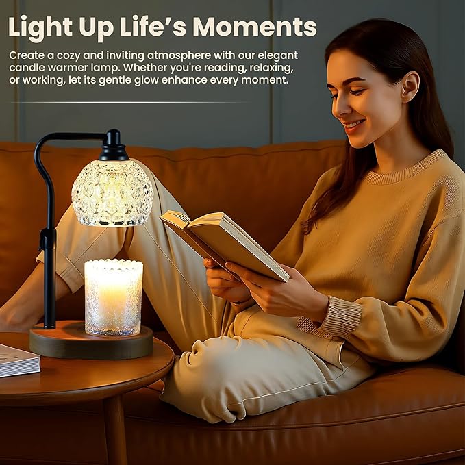 Candle Warmer Lamp with Timer - 6.8'' Dimmable Candle Lamp Warmer, Christmas Birthday Gift for Women & House Warming with Flameless Fragrance, Room Decor Black Lamp Warmer for Mom Gifts