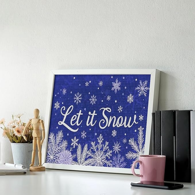 AIVKIEJK Diamond Painting Kits for Adults - Festive Snowflake Christmas Let It Snow Painting DIY 5D Full Drill Diamond Dots Paintings with Diamonds Gem Art and Crafts Home Decor 16"x20"