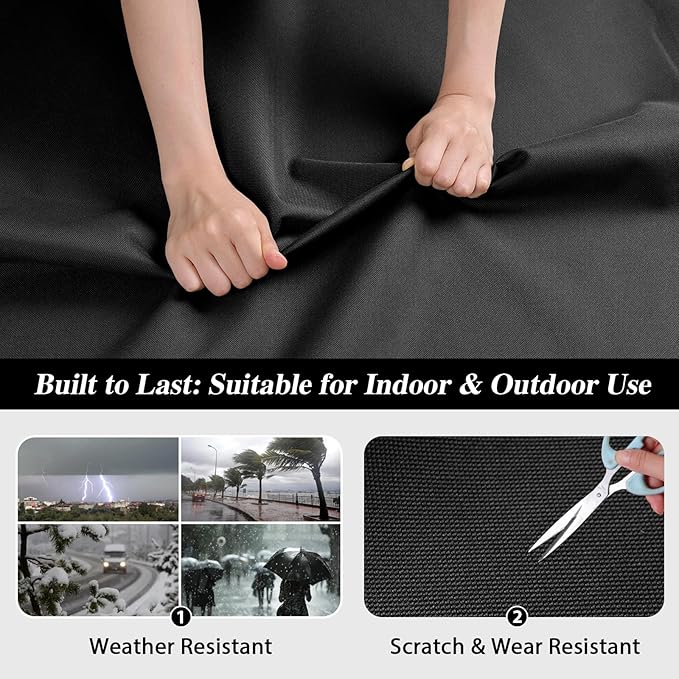 ANMINY 100% Waterproof Outdoor Fabric 15 Yards, 58" W 600D Marine Canvas Fabric with PVC Backing, Ripstop Upholstery Material by The Yard for Furniture Boat Covers Tent Awning, Black