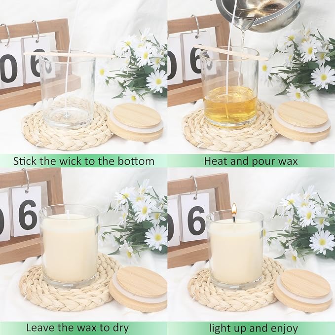 MILIVIXAY 20 Pack 7 OZ Clear Thick Glass Candle Jars with Lids - Bulk Empty Candle Jars for Making Candles - Spice, Powder Containers.