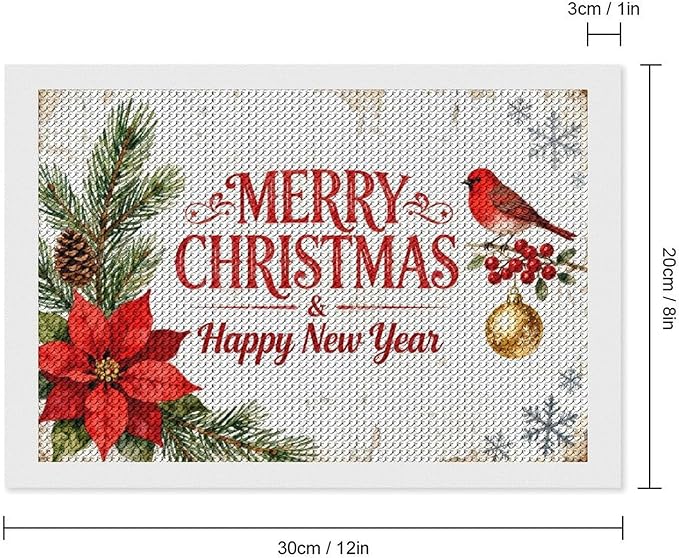 AIVKIEJK Diamond Painting Kits for Adults - Merry Christmas & Happy New Year Painting DIY 5D Full Drill Diamond Dots Paintings with Diamonds Gem Art and Crafts Home Decor 8"x12"