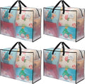VENO 4 Pack Heavy Duty Moving Bags, Storage Bags, Packing Supplies, Top Zipper, Storage Totes for Camping, Clothes, Bedding, Comforters, Pillows (27 Gallon Clear, 4 Pack)