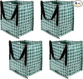 DURASACK Heavy Duty Storage Tote Bag 22-Gallon Rugged Woven Polypropylene Moving Bag, Reusable Self-Standing Design, Holds up to 500 Pounds, Pack of 4, Gingham Green