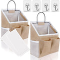 Kanrichu 2pcs Wall Hanging Baskets for Organizing, Wall Hanging Storage Bag as Over the Door Organizer, Wall File Organizer, Rv Storage and Organization. For Bedroom, Office, Camper (Khaki-Upgraded)