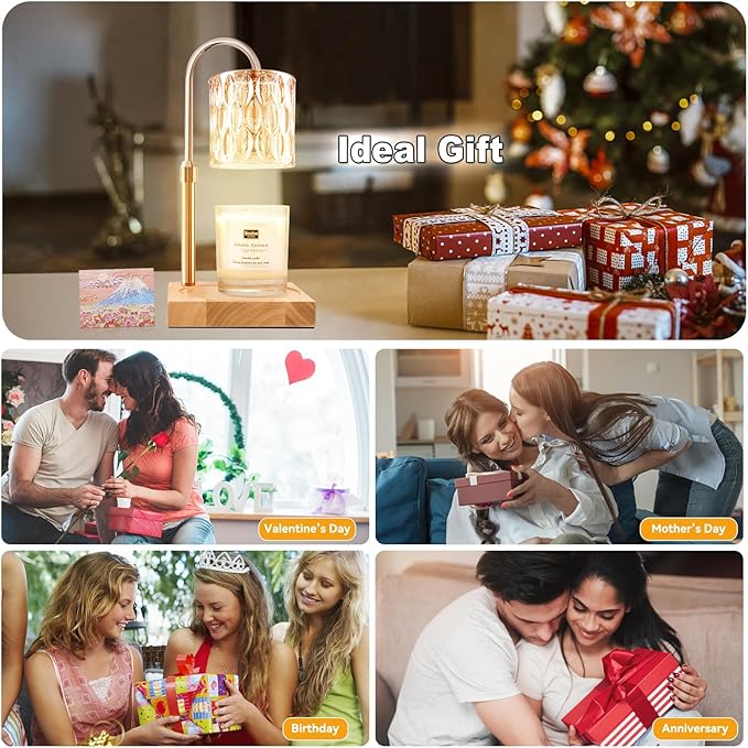 TOACSUCP Candle Warmer Lamp with 3 Bulbs, Adjustable Height Dimmable Candle Warmer with Timer, Compatible with Large Jar Candles, Candle Lamp with Charming Gift Box Ribbon for Her/Him(2 Pack)