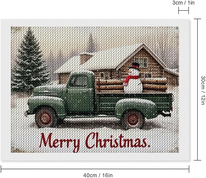 AIVKIEJK Diamond Painting Kits for Adults - Christmas Truck with Snowman & Cabin Winter Painting DIY 5D Full Drill Diamond Dots Paintings with Diamonds Gem Art and Crafts Home Decor 12"x16"
