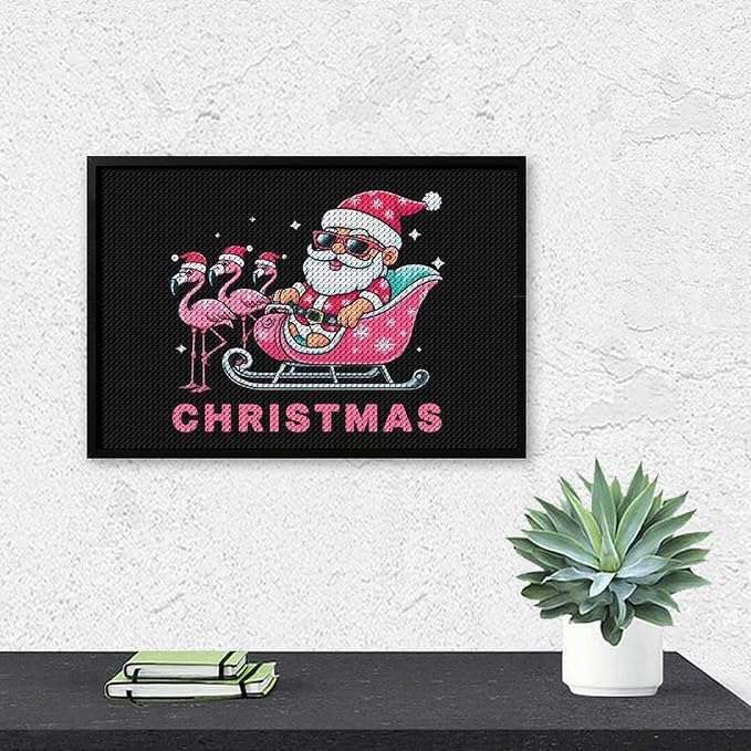 AIVKIEJK Diamond Painting Kits for Adults - Christmas Santa Flamingo Xmas Painting DIY 5D Full Drill Diamond Dots Paintings with Diamonds Gem Art and Crafts Home Decor 8"x12"