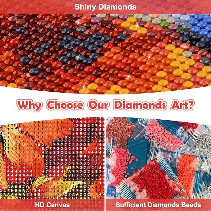 NEWENMO Diamonds Painting Kits for Adults Beginner DIY 5D Cardinals Diamond Art Paint with Round Diamonds, Full Drill Colorful Flowers Diamonds Art Painting Kit Perfect for Home Wall Decor 12x12 Inch