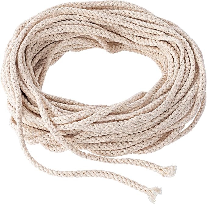 65.5 Ft Cotton Wicks for Oil Lamps, 1/8 in Braided Round Candle Wicks Replacements for Oil Candle Wicks, Candlemaking, Candle Supplies (20m)