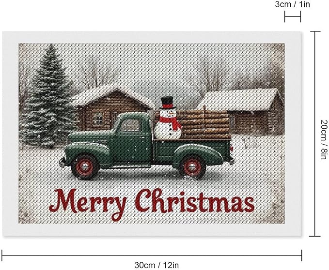 AIVKIEJK Diamond Painting Kits for Adults - Christmas Truck with Snowman & Cabin Winter Painting DIY 5D Full Drill Diamond Dots Paintings with Diamonds Gem Art and Crafts Home Decor 8"x12"