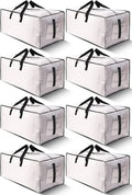 HOMESURE 8 Pack Large Strong Moving Bags with Zippers & Carrying Handles - Water-Resistant - Heavy Duty Storage Tote for Space Saving, Fold Flat, Alternative to Moving Box (Semi-Transparent)
