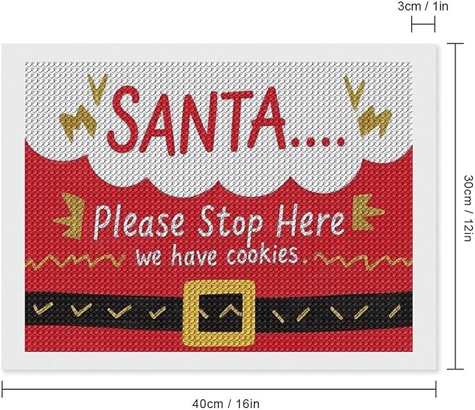 AIVKIEJK Diamond Painting Kits for Adults - Christmas Santa 'Please Stop Here' Painting DIY 5D Full Drill Diamond Dots Paintings with Diamonds Gem Art and Crafts Home Decor 12"x16"