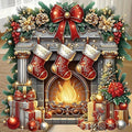 APTDYIGL 5D Christmas Diamond Painting Kits for Adults Beginner,DIY Christmas Fireplace Diamond Art Kits for Adults,Round Full Drill Diamond Dots with Gem Art Kits,Home Wall Decor 13.7X13.7inch