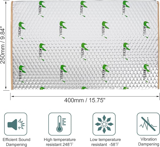 uxcell 34pcs 80mil 36sqft Car Sound Deadener Heat Insulation Mat Butyl Pad Damping Self Adhesive Deadening Material Door Roof Floor Sound Barrier