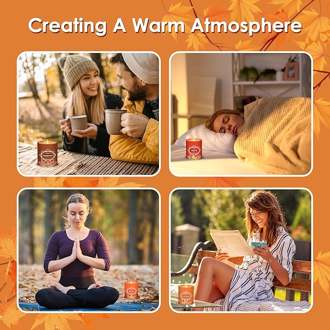 Valentine's Day Gifts for Women Men, Winter Scented Candle Set – 36oz (4×9oz) Soy Candles with Cozy & Warm Seasonal Scents of Pumpkin Spice/Cinnamon Clove/Apple Pie/Hello Fall