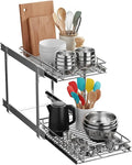 2-Tier Pull-Out Cabinet Organizer with Heavy-Duty Steel Frame, Full-Extension Sliding Shelves, Holds 100 lbs, Easy Install for Kitchen, Pantry & Under Sink Cabinets, 12" W x 21”D x 16.5" H