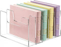 Wenqik Clear Acrylic Desktop File Organizer Vertical File Sorter 4mm Thick, Large Capacity Upright Magazine Organizer, Book Paper, Notebooks, Envelopes, Mail Holder(5 Section)