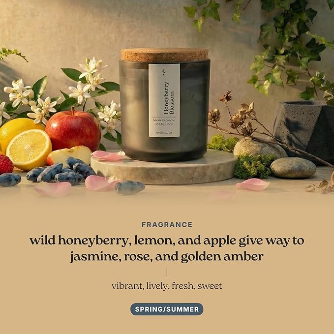 Aspen & Oak Luxury Beeswax Candle, 16oz | Long Burning Pure Beeswax Candles, Non Toxic, Natural, Clean, Essential Oil Scented Organic Candles, Home Decor & Gifts (Honeyberry Blossom)