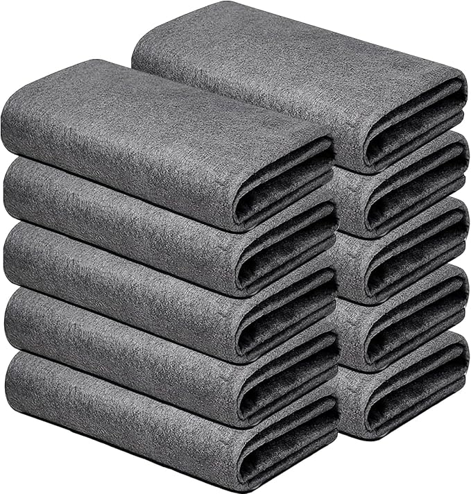 10 Pack Microfiber Cleaning Cloths, Thickened Streak Free & Lint Free Glass Cleaning Towels, Reusable Washable Cloths for Car Windows, Kitchen, Mirrors, Stainless Steel - 12x12 Inches Grey (30x30cm)