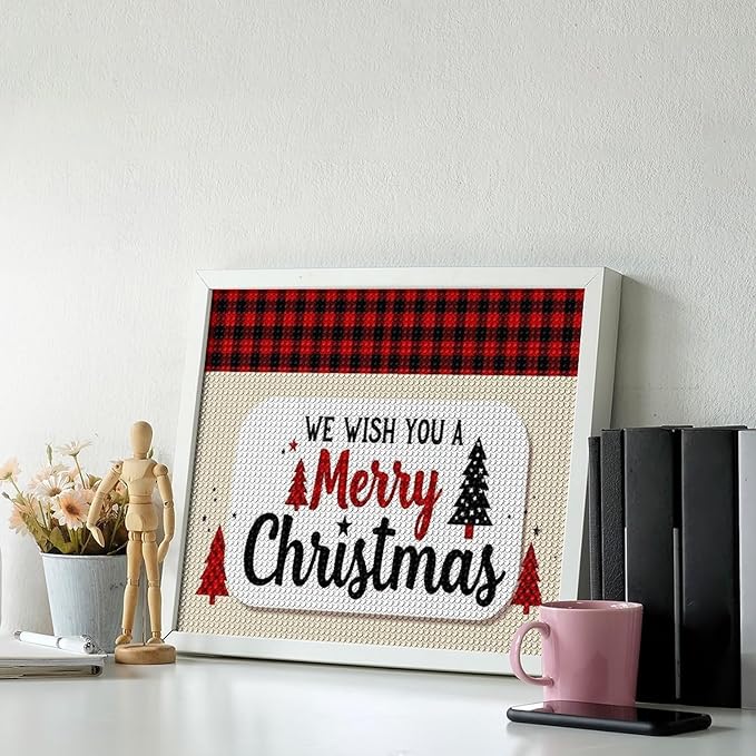 AIVKIEJK Diamond Painting Kits for Adults - Merry Christmas Welcome Painting DIY 5D Full Drill Diamond Dots Paintings with Diamonds Gem Art and Crafts Home Decor 16"x20"