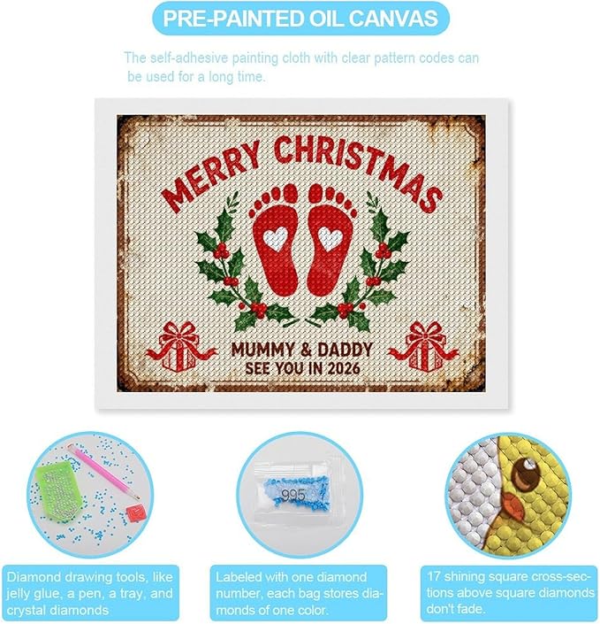 AIVKIEJK Diamond Painting Kits for Adults - Merry Christmas Painting DIY 5D Full Drill Diamond Dots Paintings with Diamonds Gem Art and Crafts Home Decor 12"x16"