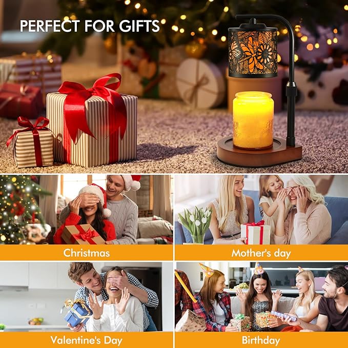 Candle Warmer Lamp with Timer & Dimmer- Electric Wax Melt Warmer with Adjustable Height for Scented Candles, Home Décor Fragrance and House Warming Birthday Gifts for Women Mom