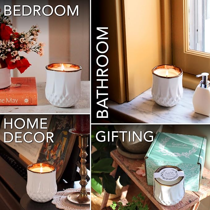 The Growing Candle, Unscented Fragrance Free Candles, 9oz Ceramic Pot, 100% Soy, Astrid