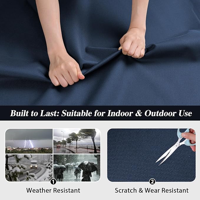 ANMINY 100% Waterproof Outdoor Fabric 10 Yards, 58" W 600D Marine Canvas Fabric with PVC Backing, Ripstop Upholstery Material by The Yard for Furniture Boat Covers Tent Awning, Blue